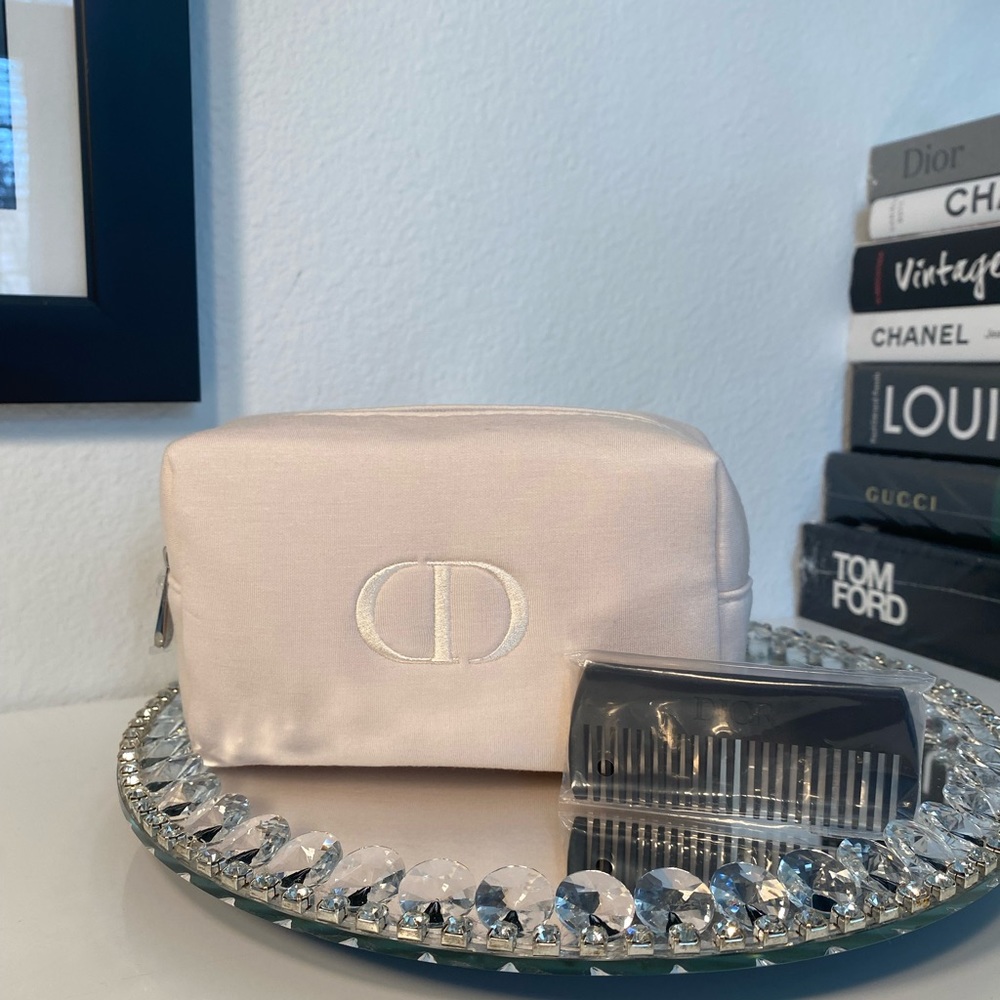 New Dior Rare Wooden Comb & Cosmetic Bag Bundle